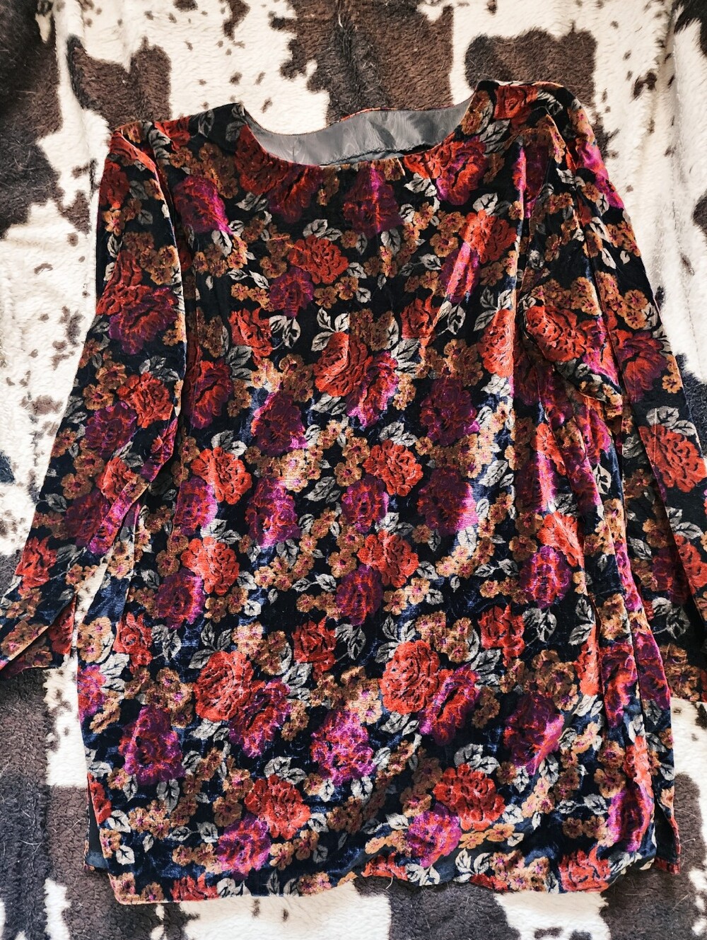 WOMEN'S 70'S/80'S FLORAL TUNIC BLOUSE - MULTI